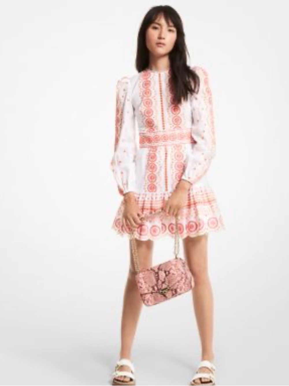 MICHAEL MICHAEL KORS Women's Multicolored‎ Embroidered Eyelet Dress Size 4